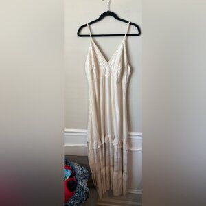 BoutiquevIvory Striped ruffled midi Dress size 6 nwot